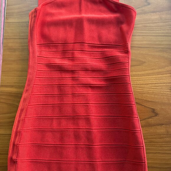 Marciano by Guess Red Bandage Bodycon Mini Dress Cross Halter Size S - Picture 2 of 5